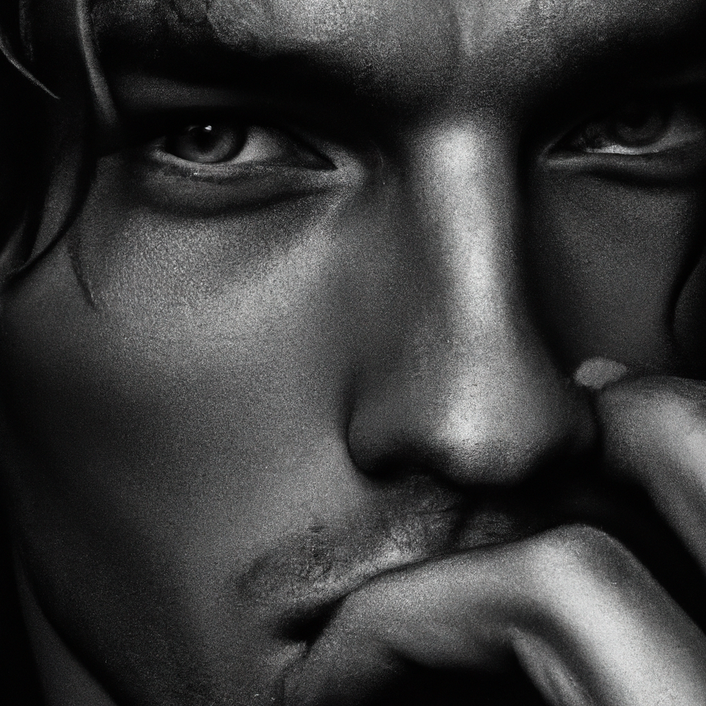 Retrato en blanco y negro con mirada intensa